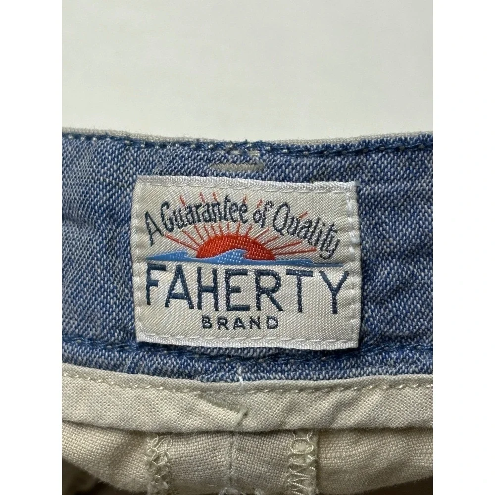 Faherty Brand Mens Shorts Size 35 Linen Cotton Blend‎ Casual